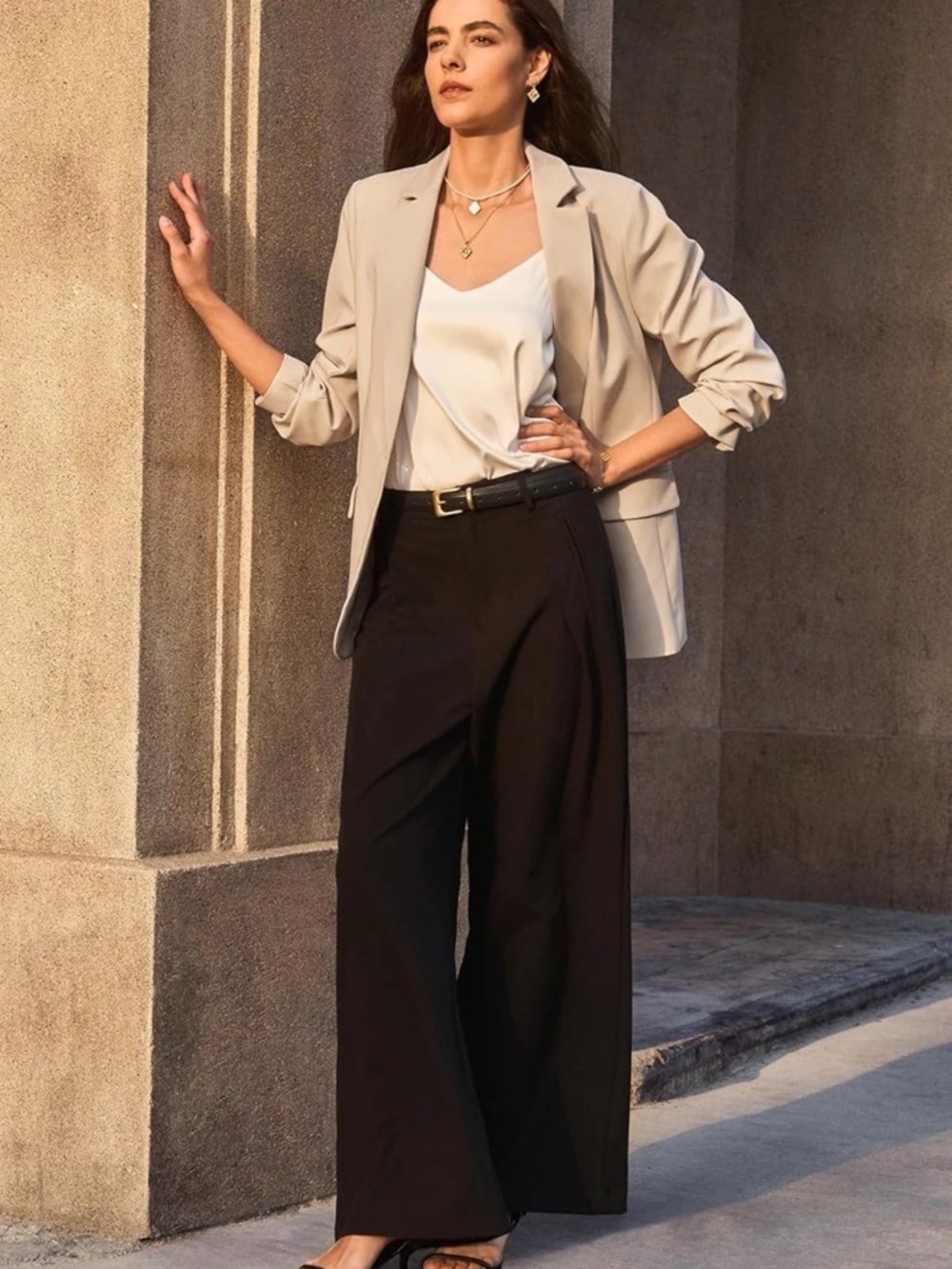 Beige Tailored Women's Blazer Jacket